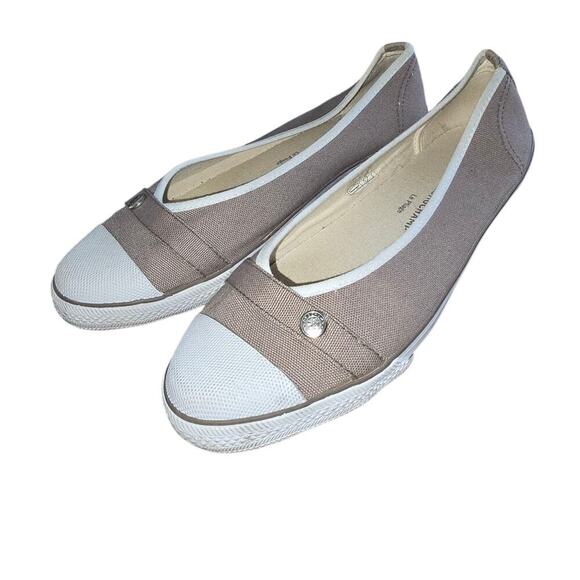 Longchamp Le Pliage Paris Canvas Cap Toe Mocha Ballet Flats Size 39 Slip On - Picture 2 of 7